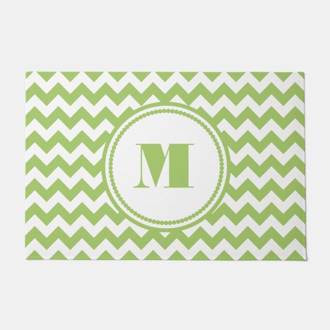Tapete Faixa Verde do Monograma Moderno (Frente)