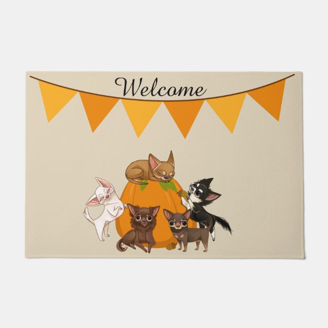 Tapete Fall Autumn Chihuahua Door Mat (Frente)