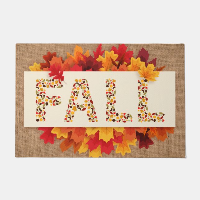 Tapete Fall Farmhouse Colorors Autumn Leaves em Burlap (Frente)