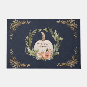 Tapete Fall Pumpkin Foliage Peach Floral Welcome Family