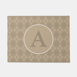 Tapete Família Argyle Monograma Porta Marrom Rug