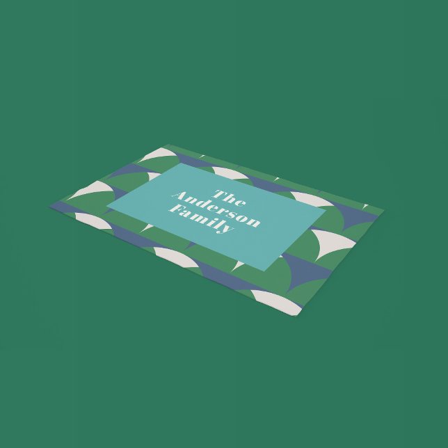 Tapete Família azul geométrica moderna verde retrorreflec (Criador carregado)