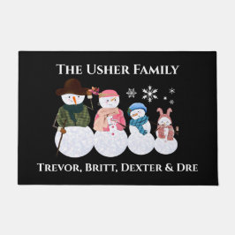 Tapete Família de 4 Porta Personalizada de Neve