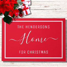 Tapete Família Natal Personalizada Vermelha