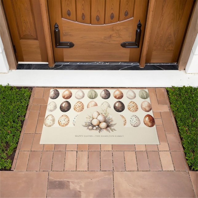 Tapete  Family Name Beige Personalized Easter (Ar livre)