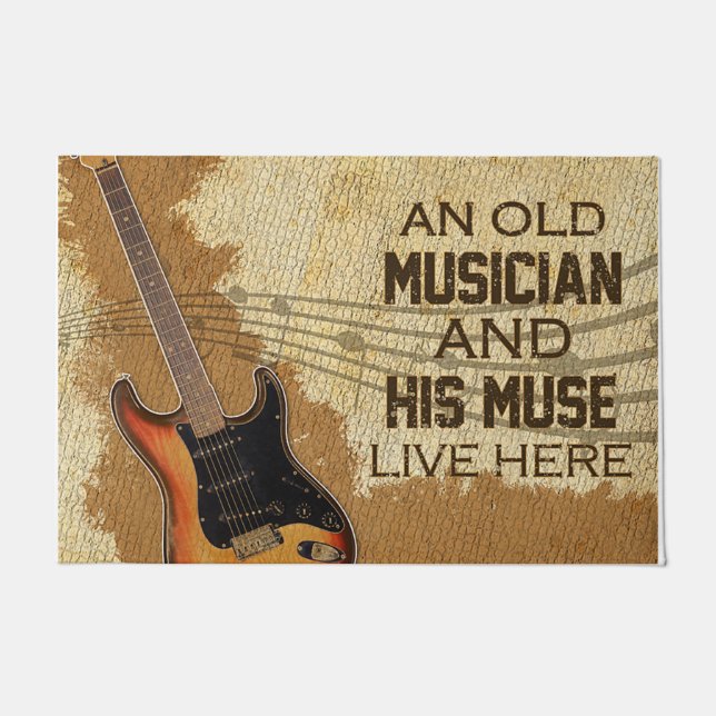 Tapete Family Welcome Mat, Guitar Lover Mat (Frente)
