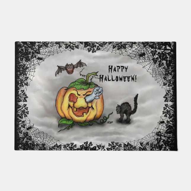 Tapete Fantasma, Bat e Cat, Feliz Halloween! (Frente)