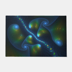 Tapete Fantasy Luzes Abstrato Azul Verde Amarelo Fractal