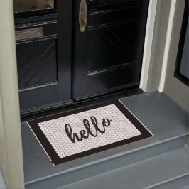 Tapete Farmhouse Hello Script Black and White Faux Azulej