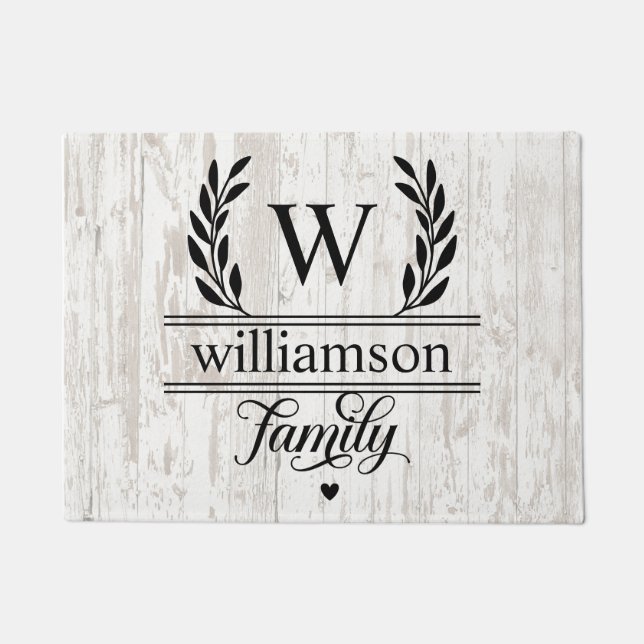 Tapete Farmhouse Rustic Style Monogramed Family Name (Frente)