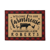 Farmhouse Welcome Red Buffalo Check Cow Xadrez