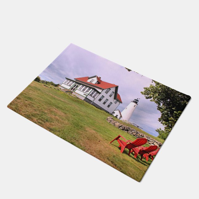 Tapete Farol da Ilha Bakers, Massachusetts Door Mat (Inclinado)