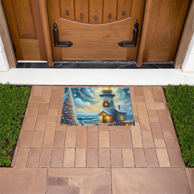 Tapete Farol de Árvore de Natal Azul Costeiro Náutico (Ar livre)