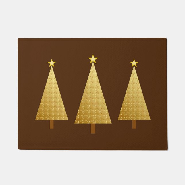 Tapete Faux Gold Foil Moderna Árvore de Natal (Frente)