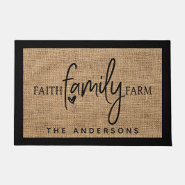 Tapete Fazenda da família russa Faux Burlap Faith