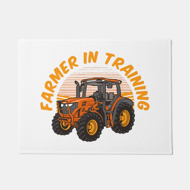 Tapete Fazendeiro Futuro Engraçado em Treinamento Trator  (Frente)
