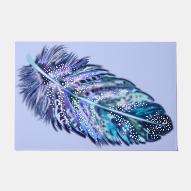 Tapete Feather Doormat Blue - Cores Personalizadas (Frente)