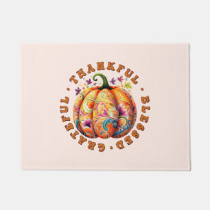 Tapete Feliz, Abençoado, Grata Pumpkin Floral