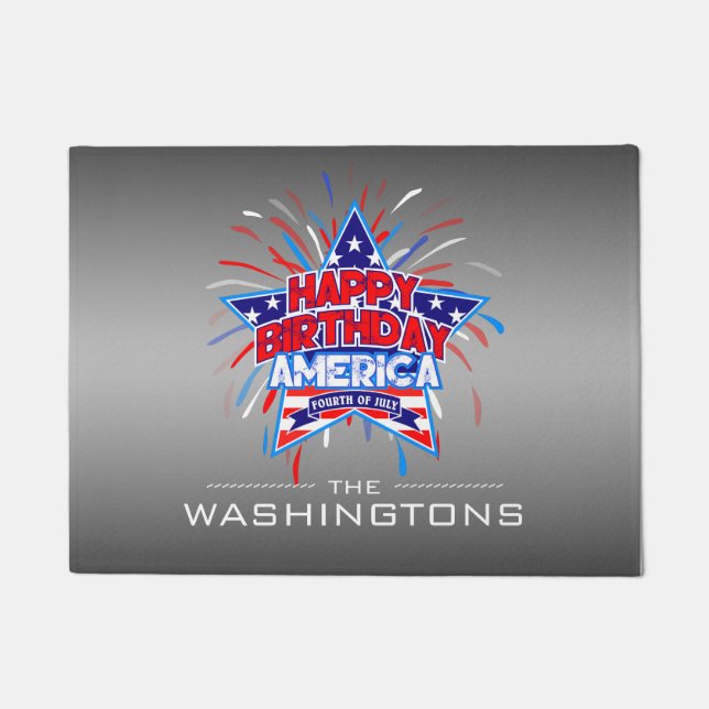 Tapete Feliz aniversário América 4 de julho de 2010 CINZA (Frente)
