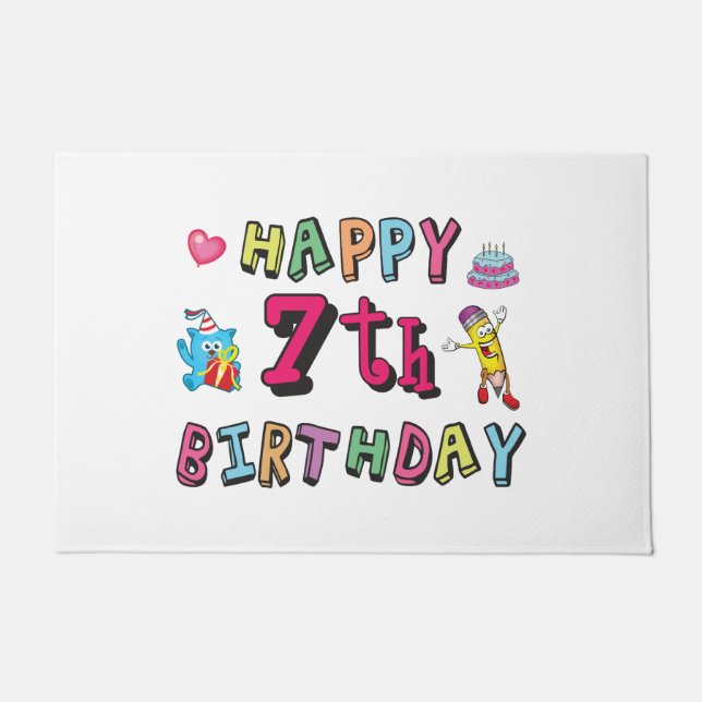 Tapete Feliz aniversário de 7. 7 anos. (Frente)