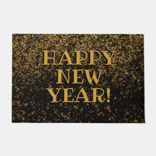 Tapete Feliz ano novo de Confetti Glitter Preto Dourado