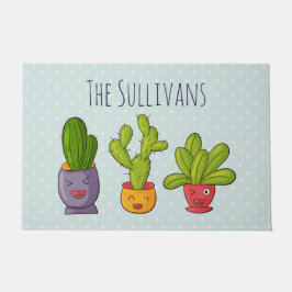 Tapete Feliz Cactus Cute em Potes Flores, ilustração dive