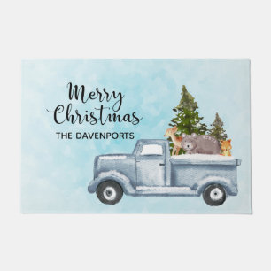 Tapete Feliz Caminhão de Natal com Animais Bons