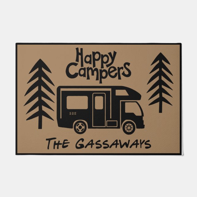 Tapete Feliz Camper Bem-vindo à Porta Mat (Frente)