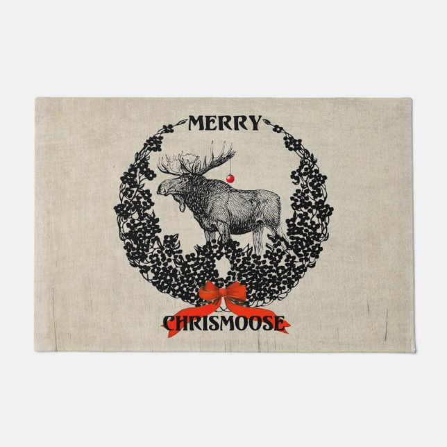 Tapete Feliz de Natal Chrismoose Door Mat (Frente)