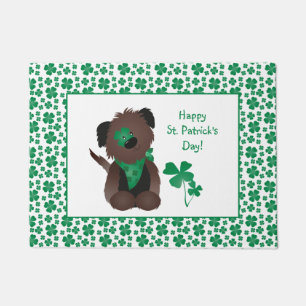 Tapete Feliz Dia de São Patrício Cachorro Quatro Folha Ve