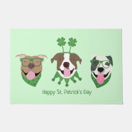 Tapete Feliz Dia de São Patrício Pit Bull Cães