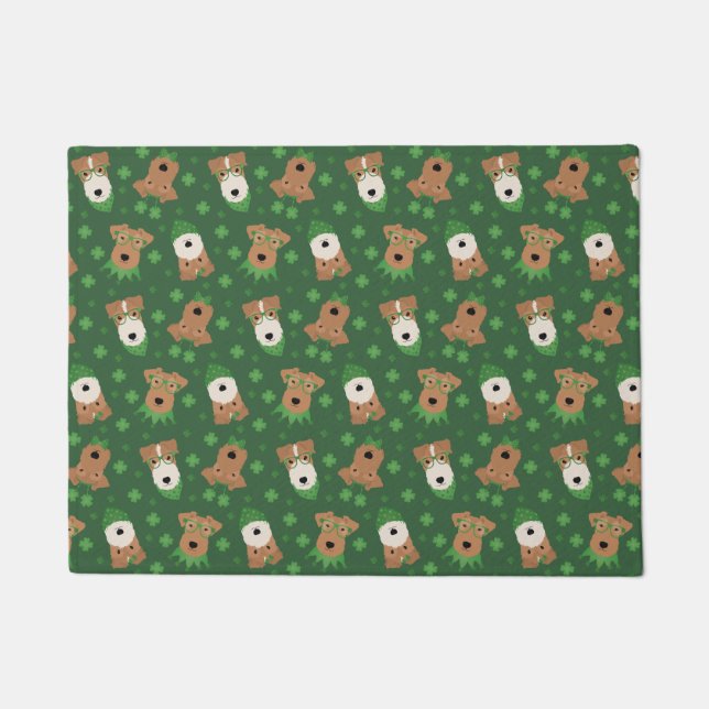 Tapete Feliz Dia de São Patrício Welsh Wire Fox Terrier D (Frente)