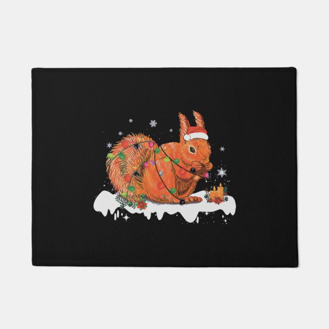 Tapete Feliz Enfeites de natal de Esquilo de Natal (Frente)