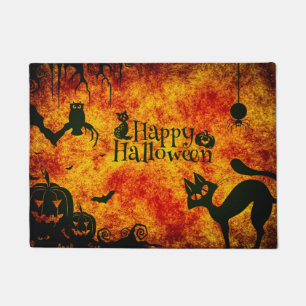 Tapete Feliz Feriado de Halloween Bem-Vindo Gatos Negros