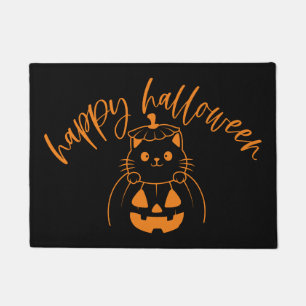 Tapete Feliz Gatinho de Halloween em uma abóbora