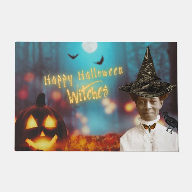Tapete Feliz Halloween Bruxas Colagem (Frente)