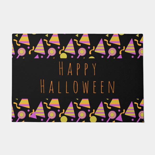 Tapete Feliz Halloween Candy Neon Patterm Doormat (Frente)