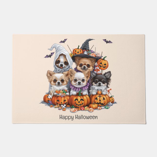 Tapete Feliz Halloween Chihuahua Dogs (Frente)