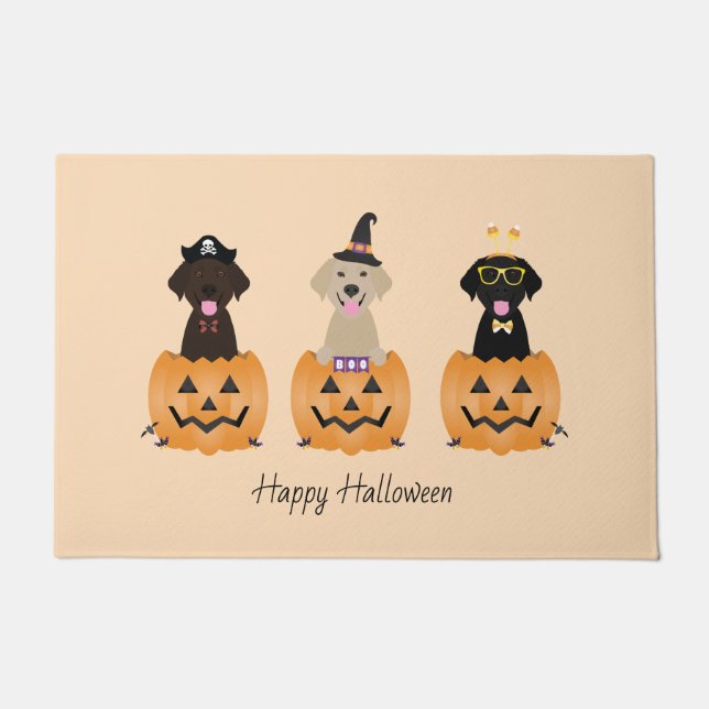 Tapete Feliz Halloween Labrador Retriever Cães Pumpkin (Frente)