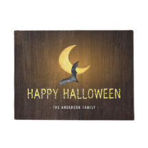 Feliz Halloween Morcego & Lua Fundo Rústico