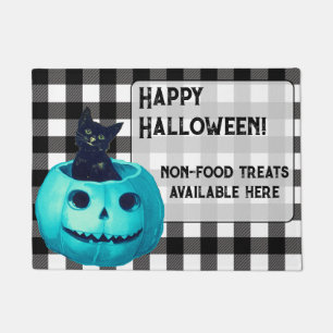 Tapete Feliz Halloween Teal Pumpkin e Xadrez