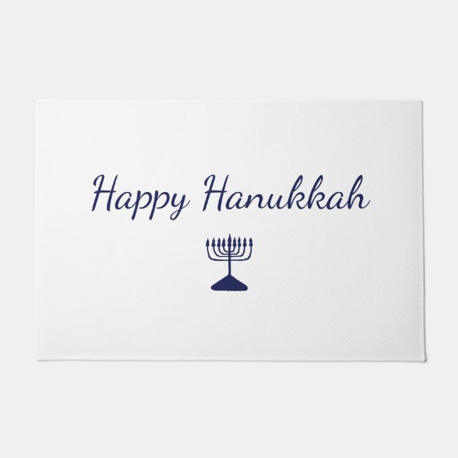 Tapete Feliz Hanukkah Simples Mão Desenhada Menorah Azul (Frente)