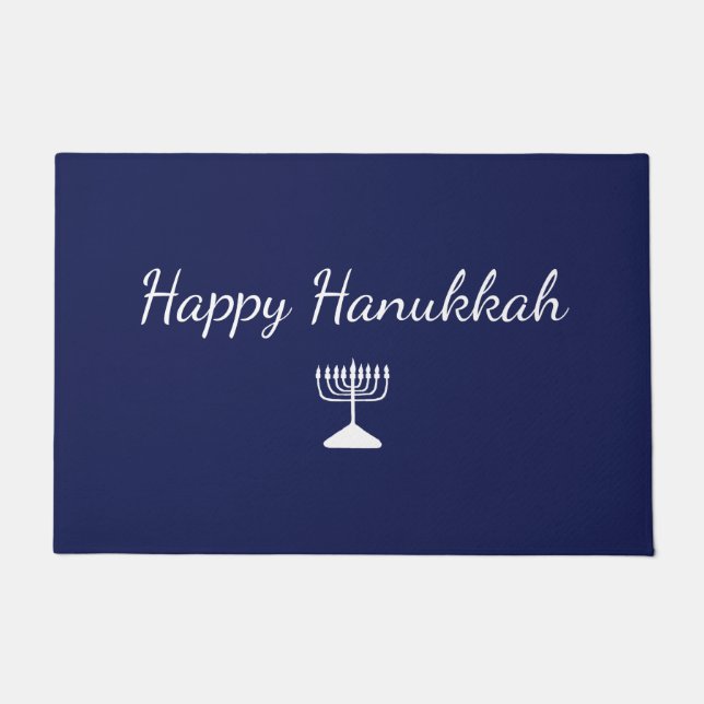 Tapete Feliz Hanukkah Simples Mão Desenhada Menorah Azul (Frente)