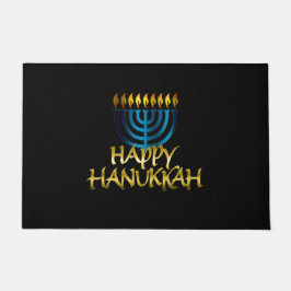 Tapete Feliz Hanukkah Teal Dourado, Matador Preto Menorah