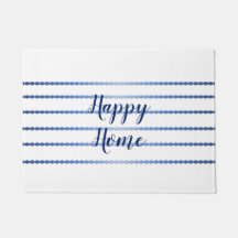 Feliz Home Blue Strips White Door Mat