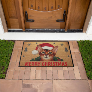 Tapete Feliz Natal Abyssinian Cat, Papais noeis Xmas Kitt