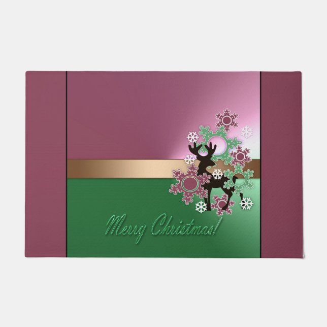 Tapete Feliz Natal! , ano novo, veado de Natal, neve (Frente)