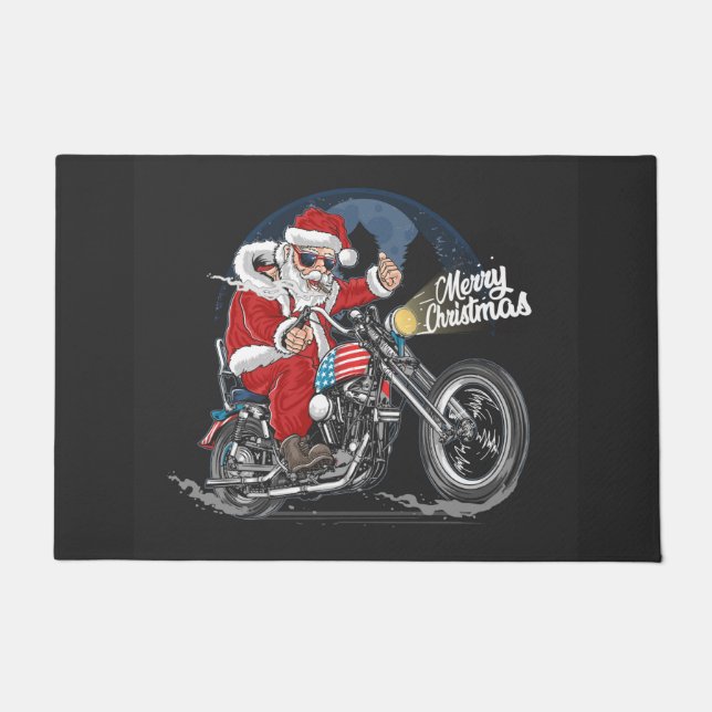 Tapete Feliz Natal Biker Papais noeis Doormat (Frente)