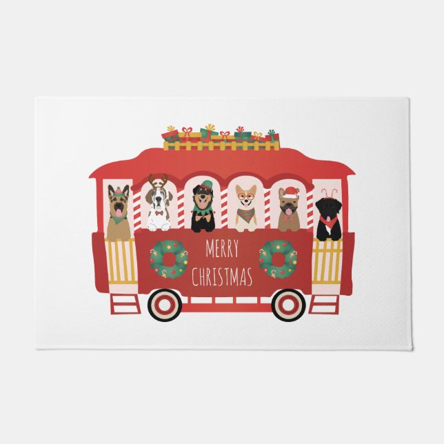 Tapete Feliz Natal Cães Feriado Trolly (Frente)