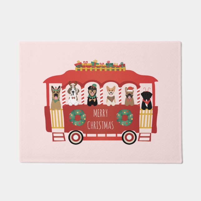 Tapete Feliz Natal Cães Feriado Trolly (Frente)